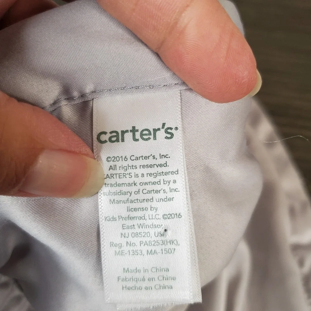 Carter's Gray Elephant Cuddle Plush Lovey Security Baby Blanket‎ Satin Back Trim